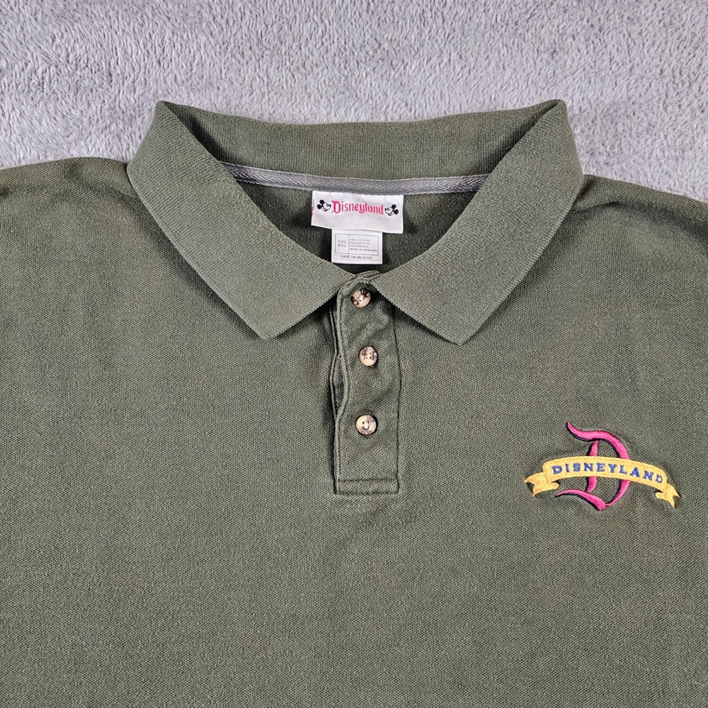 Disneyland Mens XXL Olive Green Cotton Pique Polo Shirt Embroidered Logo‎